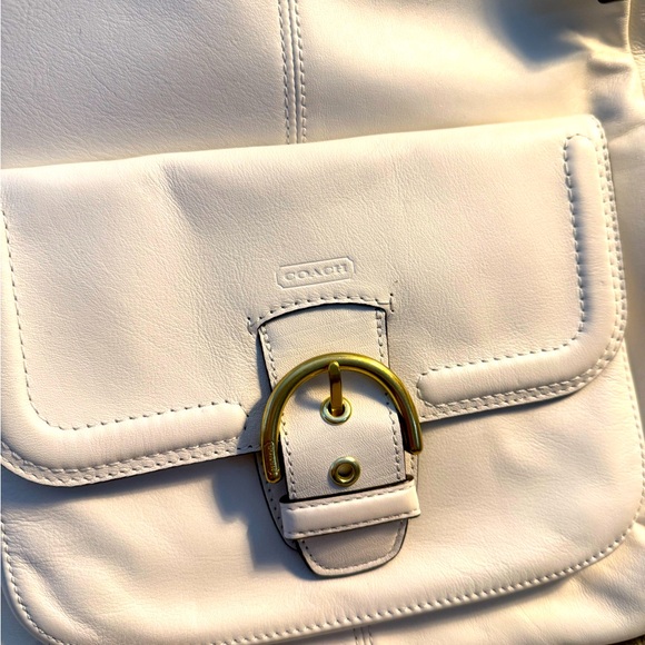 Coach White Leather Shoulder Bag with Gold Accents $39 - Picture 3 of 8
